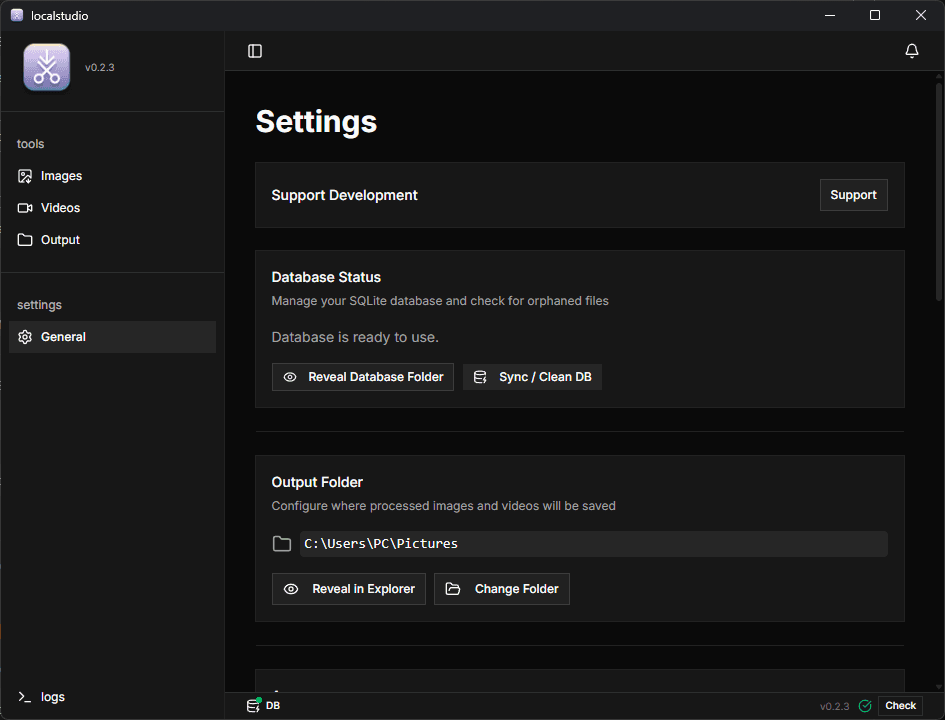 settings section